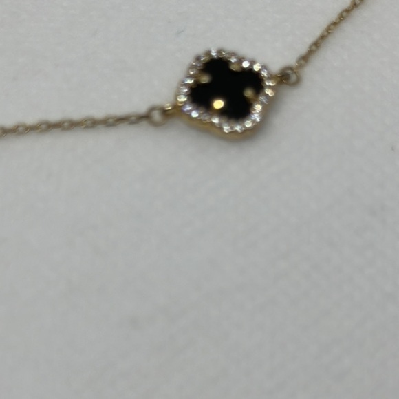 gold plated 925 necklace over‎ gold color gold and black and white crystals - Picture 7 of 11